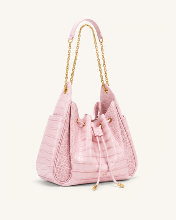 Rowan Sac seau à cordon de serrage froncé avec chaîne - Crocodile rose