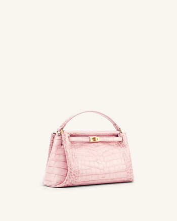 Carmen Sac à main aspect crocodile - Rose