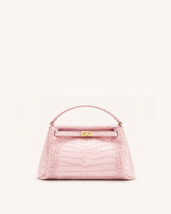 Carmen Sac à main aspect crocodile - Rose