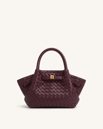Hana Mini sac cabas tressé - Bordeaux foncé