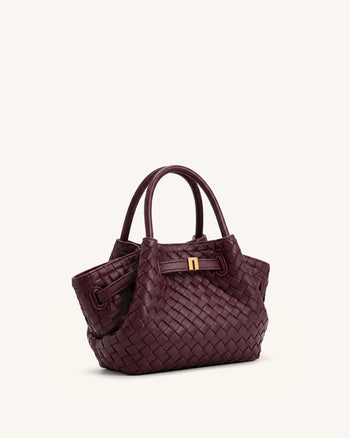 Hana Mini sac cabas tressé - Bordeaux foncé