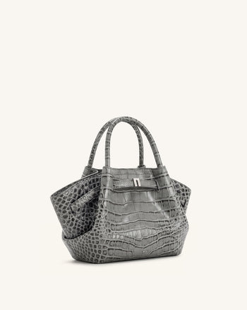 Hana Mini sac cabas - Effet croco gris