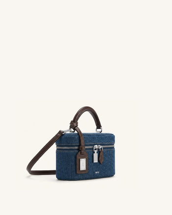 Cleo Sac à main forme boîte - Jean bleu foncé
