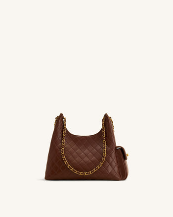 Vivian Sac bandoulière matelassé à chaîne - Marron