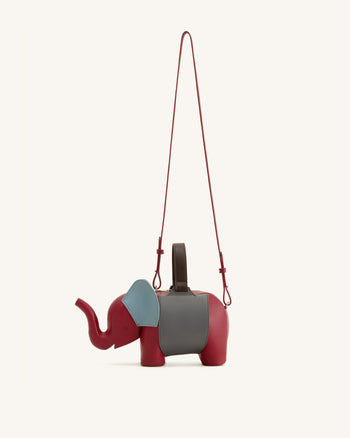Claire Sac à main en forme d'éléphant - Rouge/Gris foncé