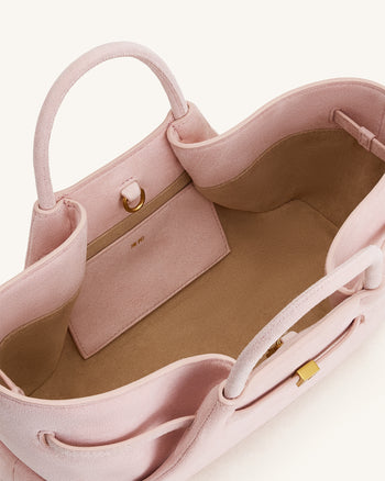 Maeve Sac cabas en faux daim avec breloque en métal représentant un teckel - Rose
