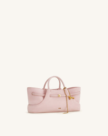 Maeve Sac cabas en faux daim avec breloque en métal représentant un teckel - Rose