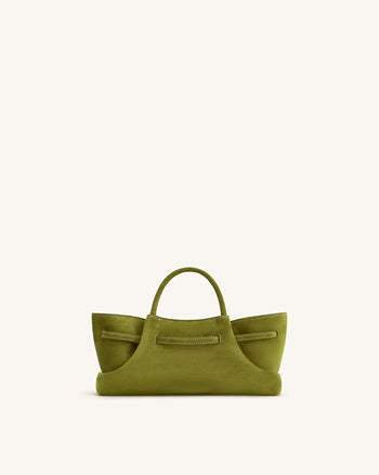 Maeve Sac cabas en faux daim avec breloque en métal représentant un teckel - Vert olive