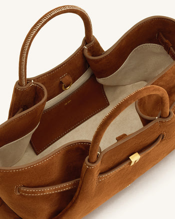 Maeve Sac cabas en suédine avec breloque teckel en métal - Marron