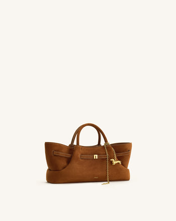 Maeve Sac cabas en suédine avec breloque teckel en métal - Marron