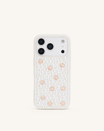 Pearl Coque de téléphone ornée - Blanc