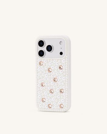 Pearl Coque de téléphone ornée - Blanc