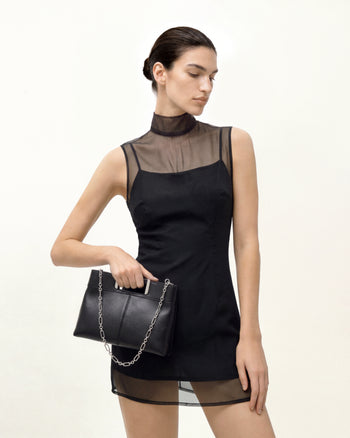 Elodie Sac à main à poignée chaîne - Noir