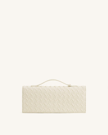 Celeste Sac à main enveloppe texturé tressé - Ivoire