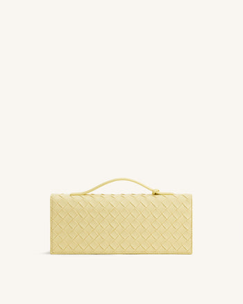 Celeste Sac à main enveloppe à anse supérieure, à texture tissée - Jaune