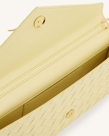 Celeste Sac à main enveloppe à anse supérieure, à texture tissée - Jaune