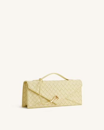 Celeste Sac à main enveloppe à anse supérieure, à texture tissée - Jaune
