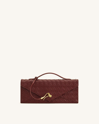 Celeste Sac à main enveloppe à anse supérieure, à texture tissée - Bourgogne