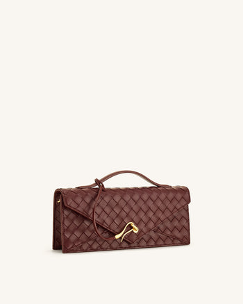 Celeste Sac à main enveloppe à anse supérieure, à texture tissée - Bourgogne