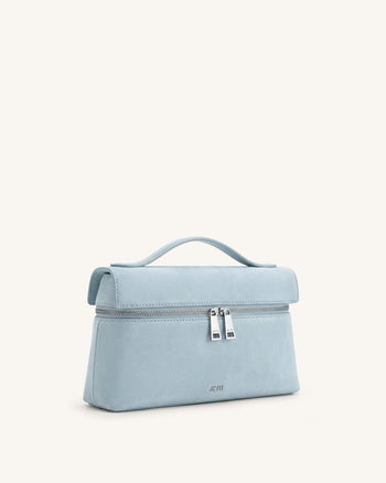 Thea Sac à poignée supérieure en faux daim - Bleu clair