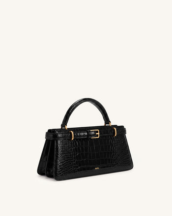 Elena Sac porté main classique - Croco noir
