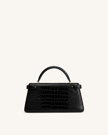 Elena Sac porté main classique - Croco noir