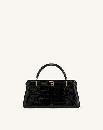 Elena Sac porté main classique - Croco noir