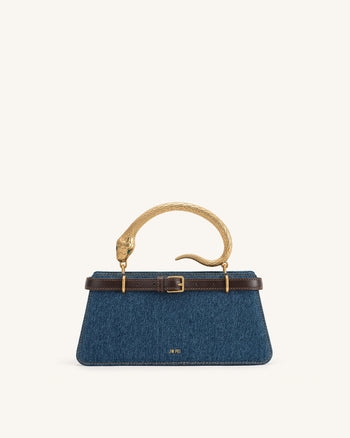 Elena Sac à main avec anse serpent - Jean bleu foncé