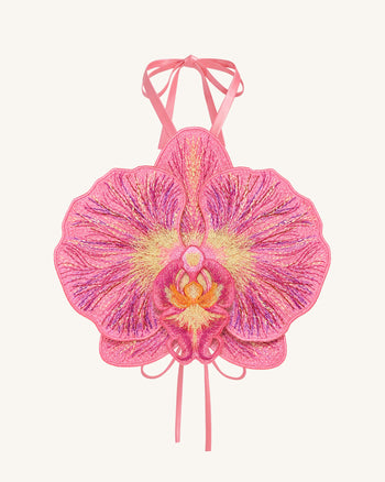 Haut court dos nu à orchidée 3D - Rose