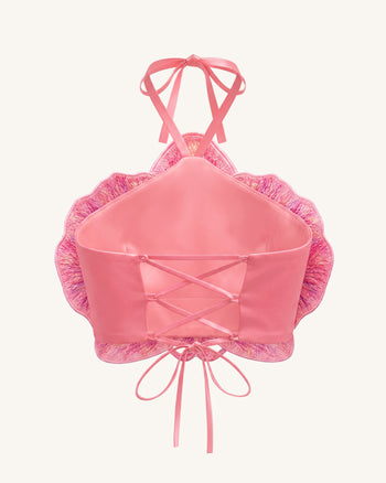 Haut court dos nu à orchidée 3D - Rose
