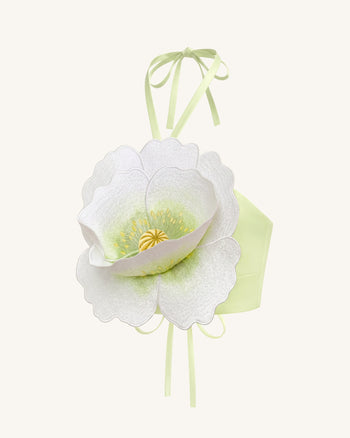 Haut court dos nu à fleurs 3D - Ivoire