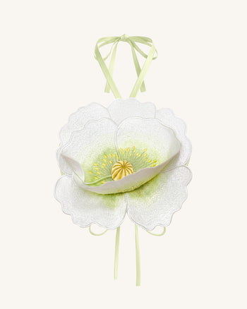 Haut court dos nu à fleurs 3D - Ivoire