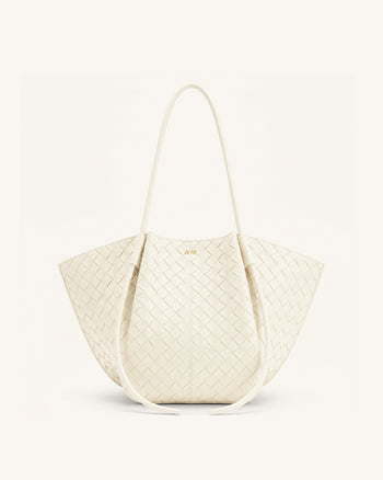 Nala Sac cabas large texture tressée - Blanc cassé