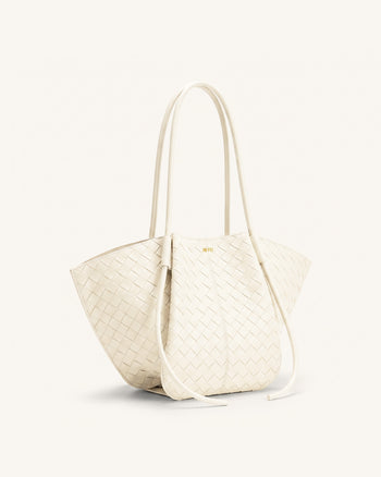 Nala Sac cabas large texture tressée - Blanc cassé