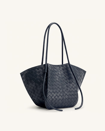 Nala Sac cabas large texture tressée - Bleu marine
