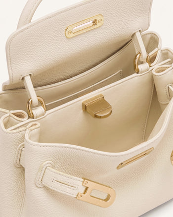 Rhea Petit sac d'épaule grainé à double boucle - Blanc