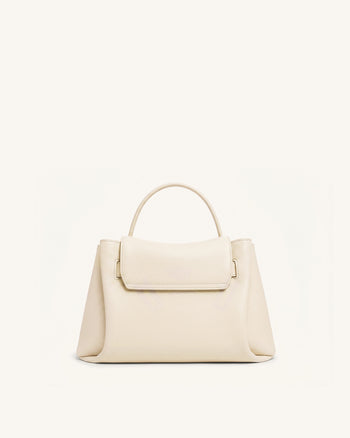 Rhea Petit sac d'épaule grainé à double boucle - Blanc
