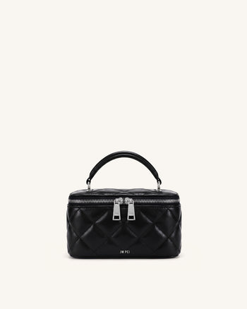 Vivienne Sac vanity matelassé à poignée supérieure - Noir
