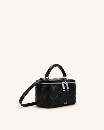 Vivienne Sac vanity matelassé à poignée supérieure - Noir