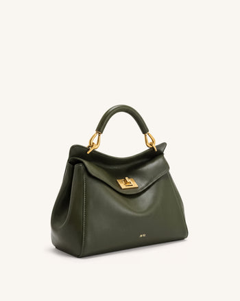 Lucia Sac à main classique à poignée supérieure - Vert olive foncé