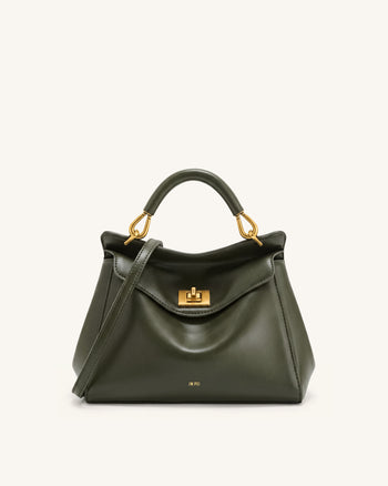 Lucia Sac à main classique à poignée supérieure - Vert olive foncé