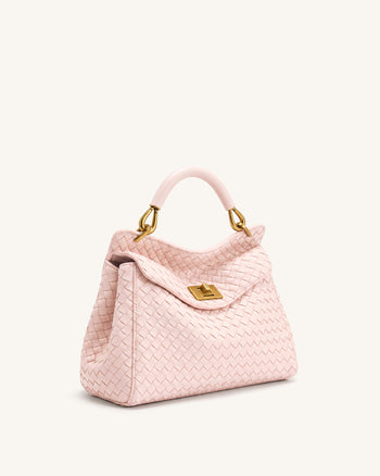 Lucia Sac à main classique tissé à poignée supérieure - Rose
