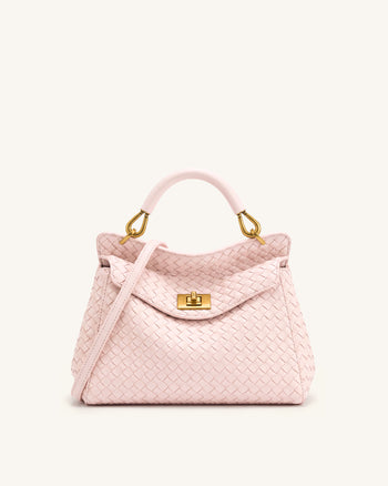 Lucia Sac à main classique tissé à poignée supérieure - Rose