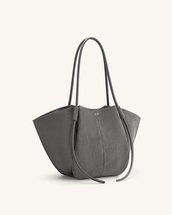 Nala Sac cabas large en faux daim - Gris foncé