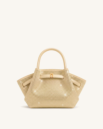 Hana Mini sac cabas en cristal artificiel - Champagne