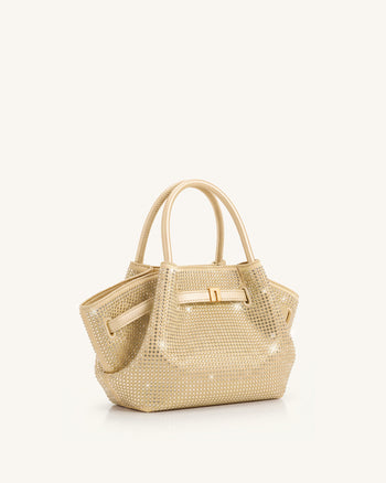 Hana Mini sac cabas en cristal artificiel - Champagne