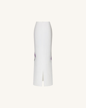 Jupe longue à motif Iris - Blanc