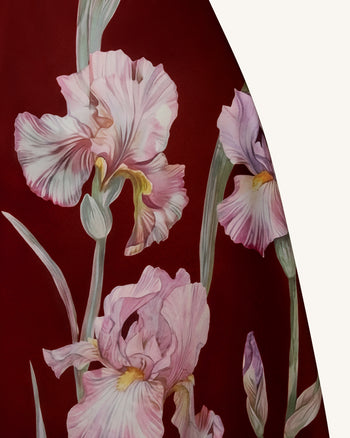 Robe trapèze bustier à imprimé floral Iris - Bordeaux