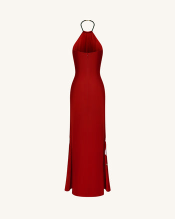 Robe longue dos nu à imprimé floral Iris - Rubis