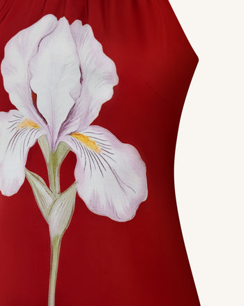 Robe longue dos nu à imprimé floral Iris - Rubis